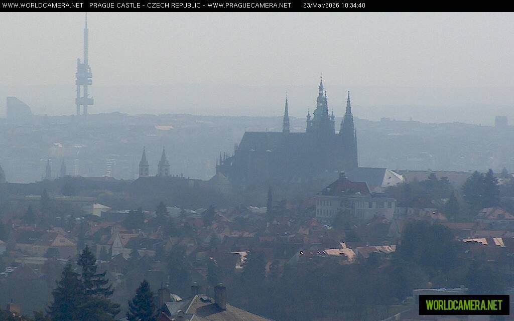 Archived image Webcam View of Prague Castle and St. Vitus Cathedral