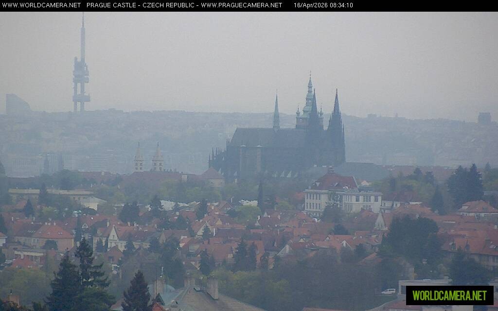 Archived image Webcam View of Prague Castle and St. Vitus Cathedral