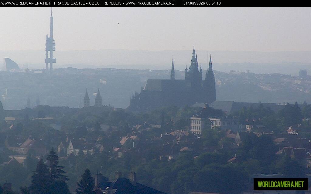 Archived image Webcam View of Prague Castle and St. Vitus Cathedral