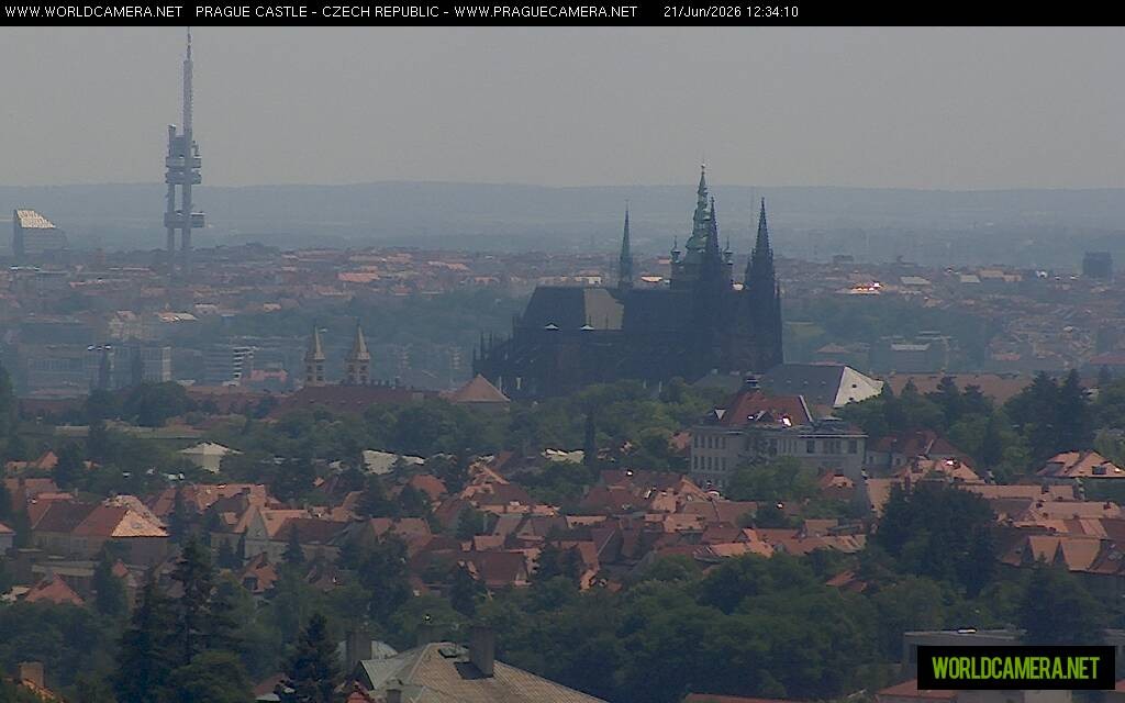Archived image Webcam View of Prague Castle and St. Vitus Cathedral