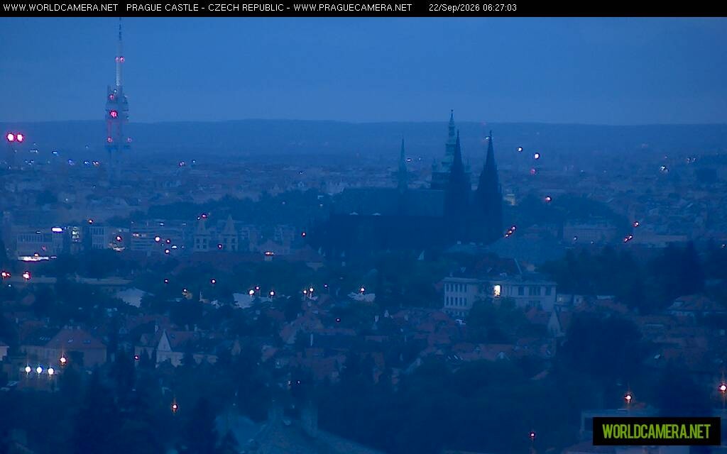 Archived image Webcam View of Prague Castle and St. Vitus Cathedral