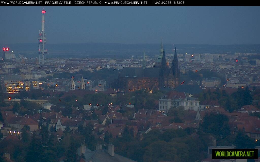 Archived image Webcam View of Prague Castle and St. Vitus Cathedral