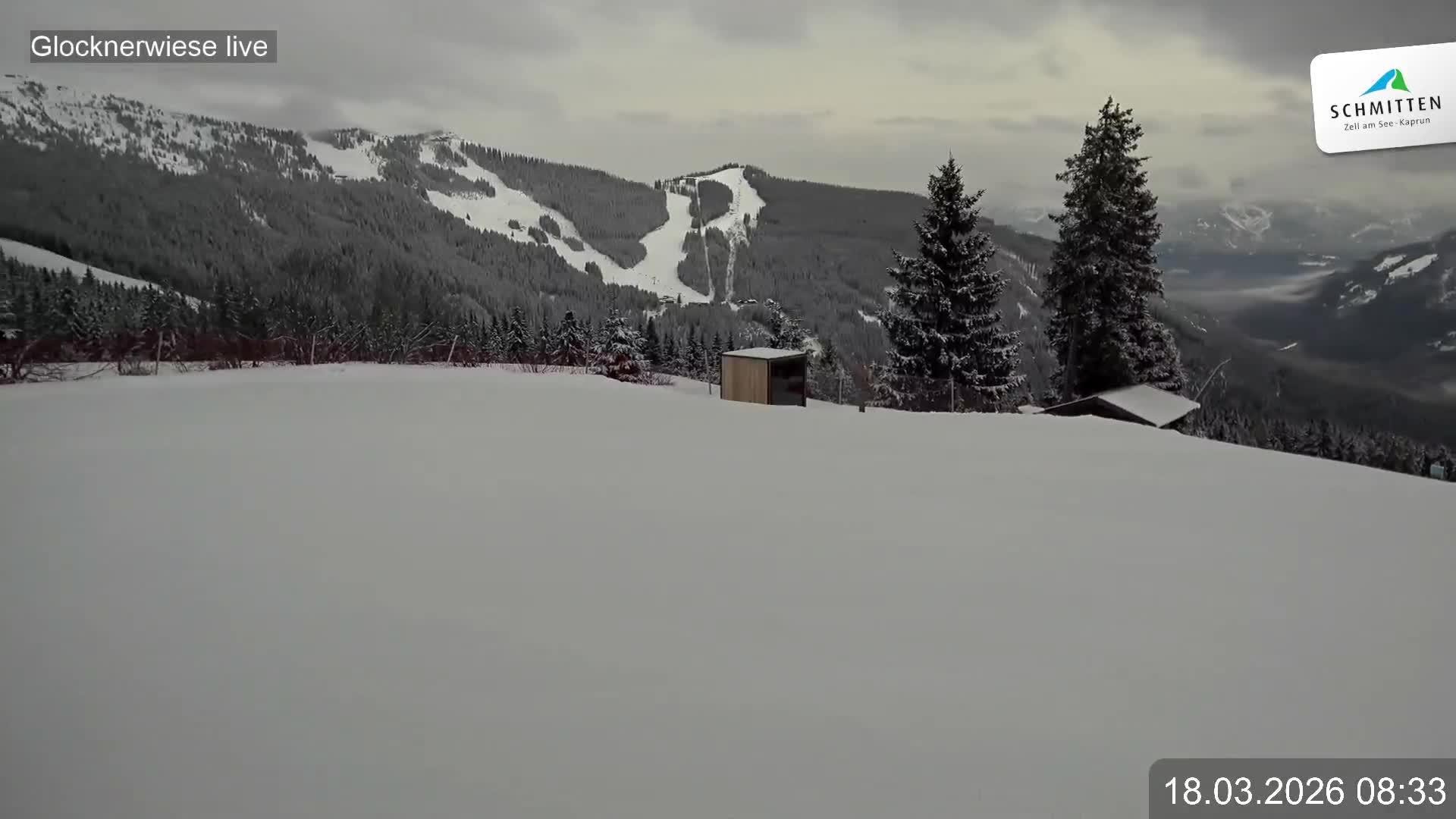 Archiv Foto Webcam Schmittenhöhe: Blick auf die Glocknerwiese