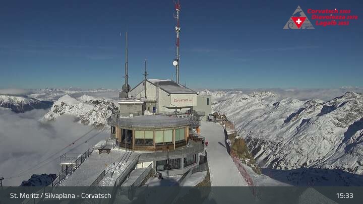 Archiv Foto Webcam Blick vom Corvatsch zum Silvaplanersee