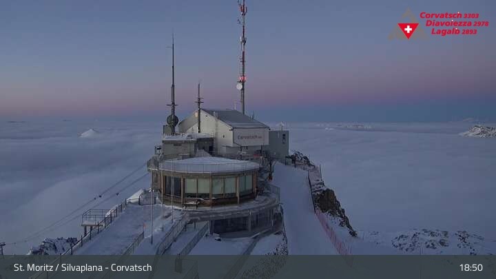 Archiv Foto Webcam Blick vom Corvatsch zum Silvaplanersee