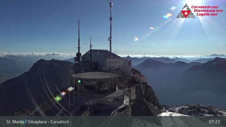 Archiv Foto Webcam Blick vom Corvatsch zum Silvaplanersee