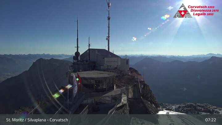 Archiv Foto Webcam Blick vom Corvatsch zum Silvaplanersee