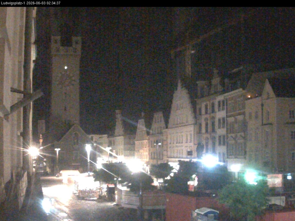 Archiv Foto Webcam Straubing: Blick auf den Stadtturm und Ludwigsplatz