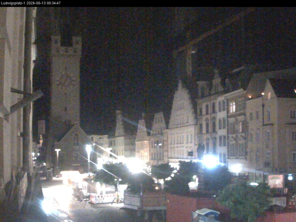 Archiv Foto Webcam Straubing: Blick auf den Stadtturm und Ludwigsplatz
