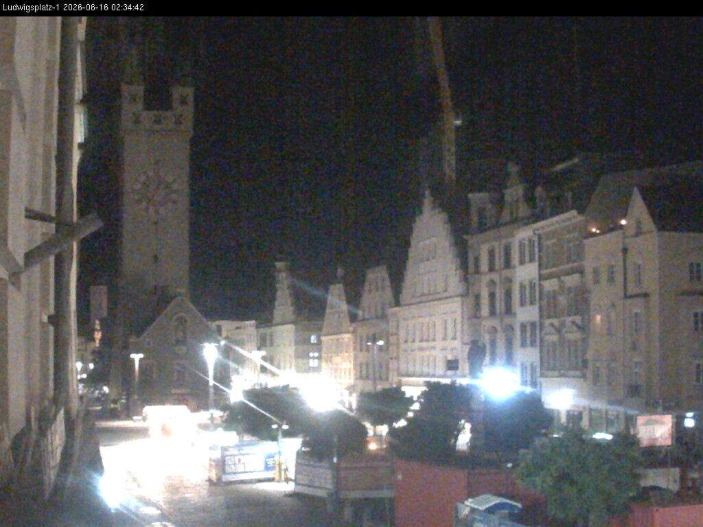 Archiv Foto Webcam Straubing: Blick auf den Stadtturm und Ludwigsplatz