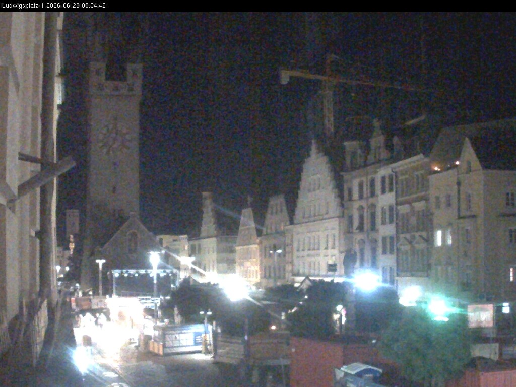 Archiv Foto Webcam Straubing: Blick auf den Stadtturm und Ludwigsplatz