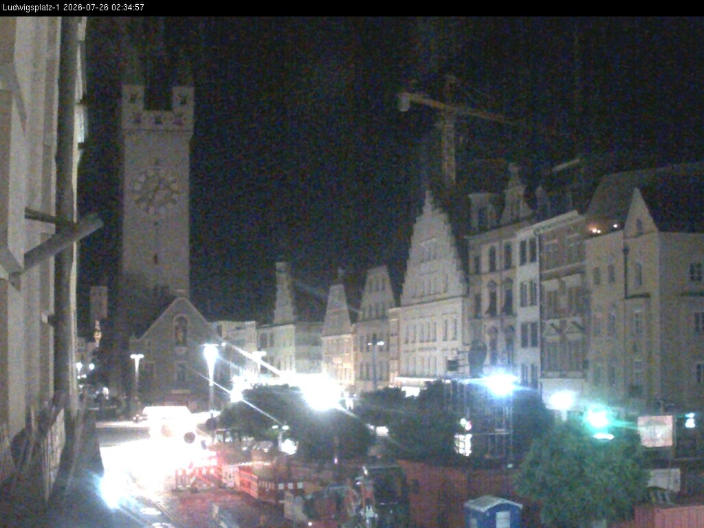 Archiv Foto Webcam Straubing: Blick auf den Stadtturm und Ludwigsplatz