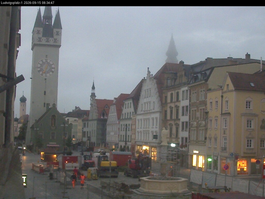 Archiv Foto Webcam Straubing: Blick auf den Stadtturm und Ludwigsplatz