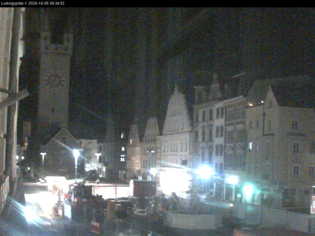 Archiv Foto Webcam Straubing: Blick auf den Stadtturm und Ludwigsplatz