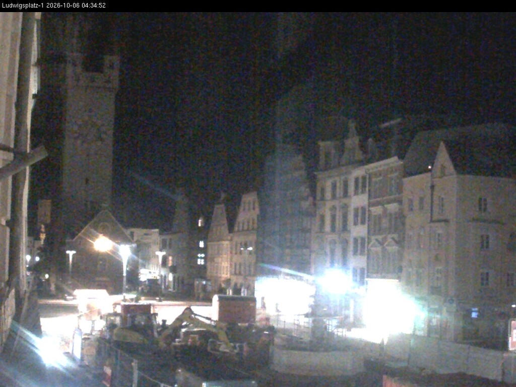 Archiv Foto Webcam Straubing: Blick auf den Stadtturm und Ludwigsplatz