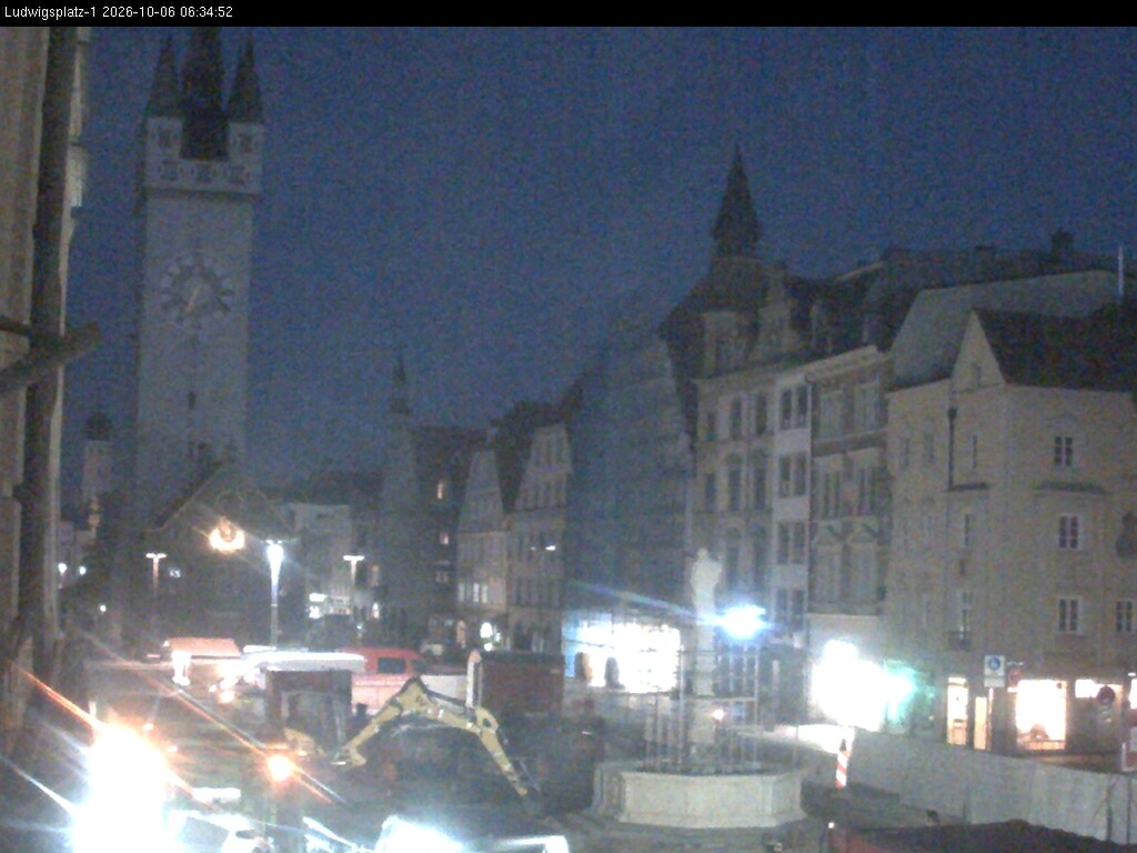 Archiv Foto Webcam Straubing: Blick auf den Stadtturm und Ludwigsplatz