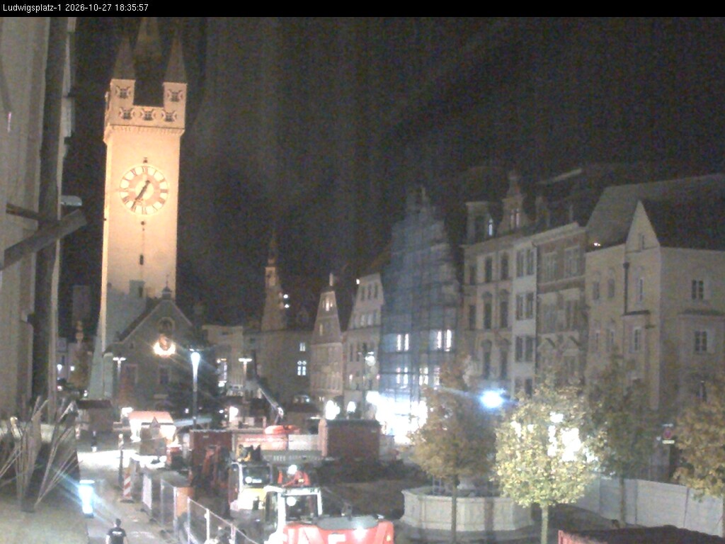 Archiv Foto Webcam Straubing: Blick auf den Stadtturm und Ludwigsplatz