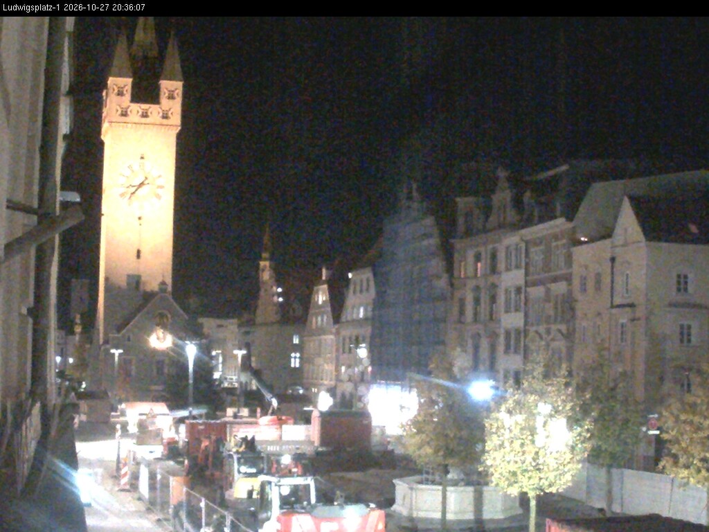 Archiv Foto Webcam Straubing: Blick auf den Stadtturm und Ludwigsplatz