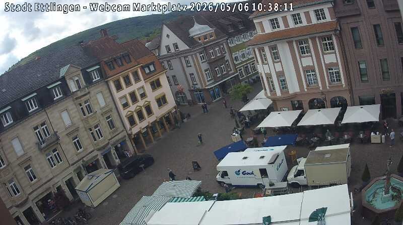 Archived image Webcam Market place in Ettlingen