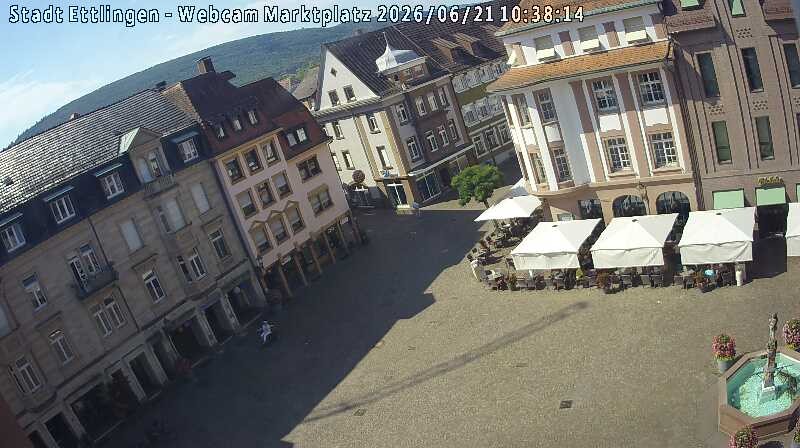 Archiv Foto Webcam Blick auf den Marktplatz Ettlingen