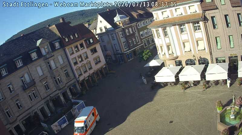 Archiv Foto Webcam Blick auf den Marktplatz Ettlingen
