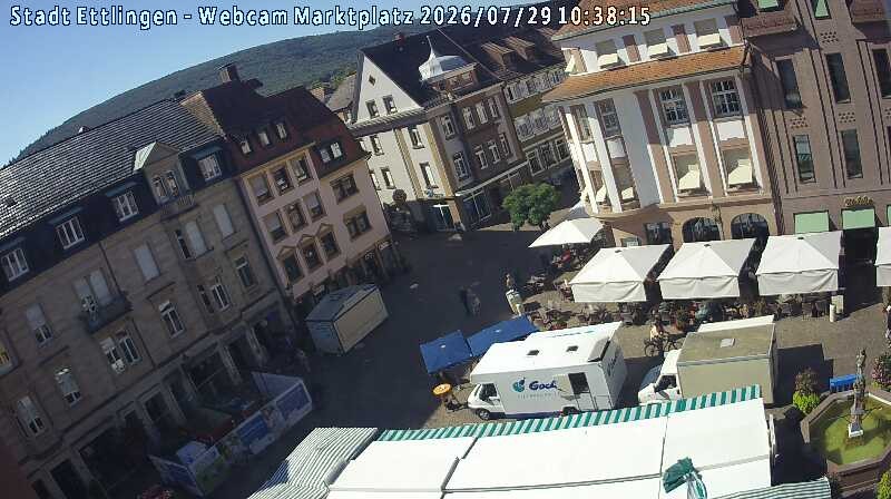 Archiv Foto Webcam Blick auf den Marktplatz Ettlingen