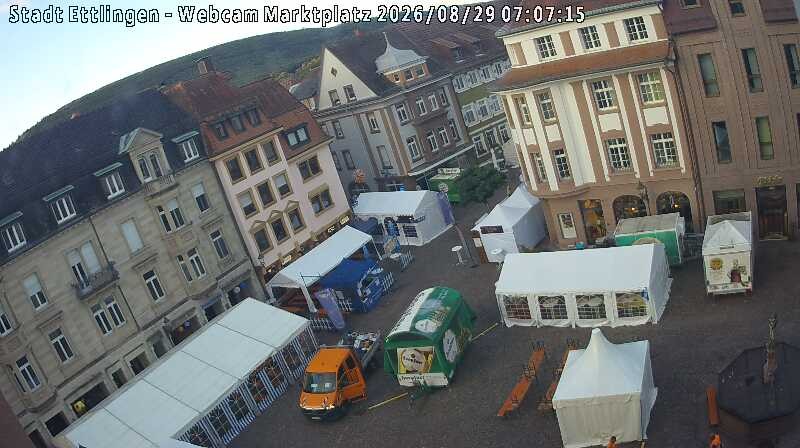 Archiv Foto Webcam Blick auf den Marktplatz Ettlingen