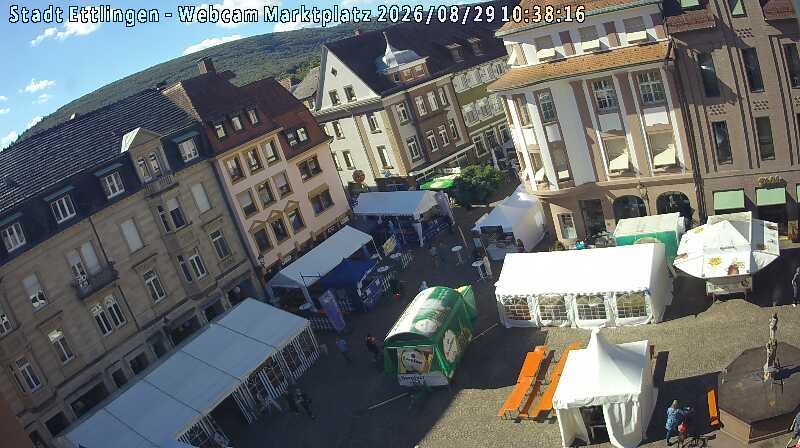 Archiv Foto Webcam Blick auf den Marktplatz Ettlingen