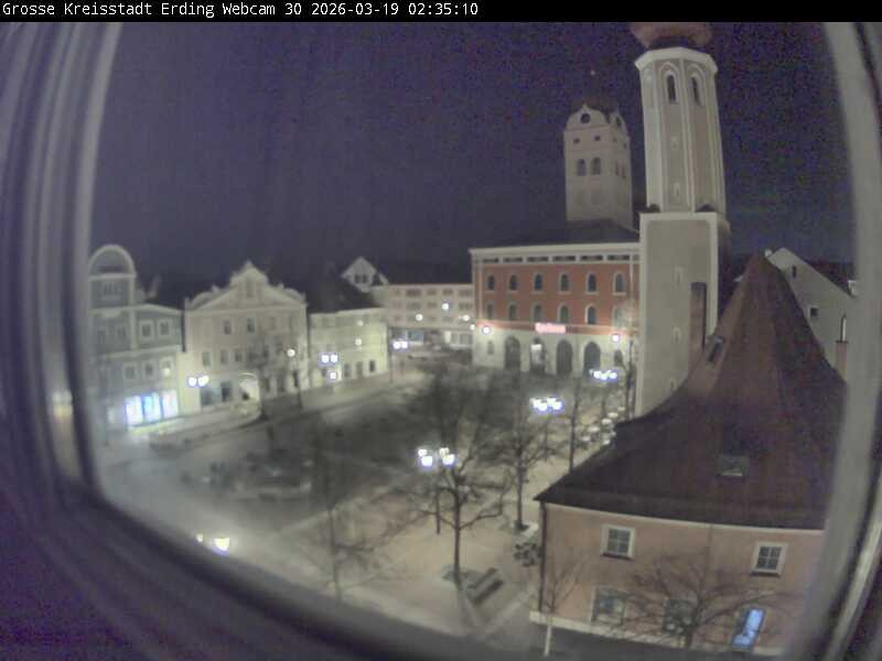 Archiv Foto Webcam Erding: Schrannenplatz und Kirche