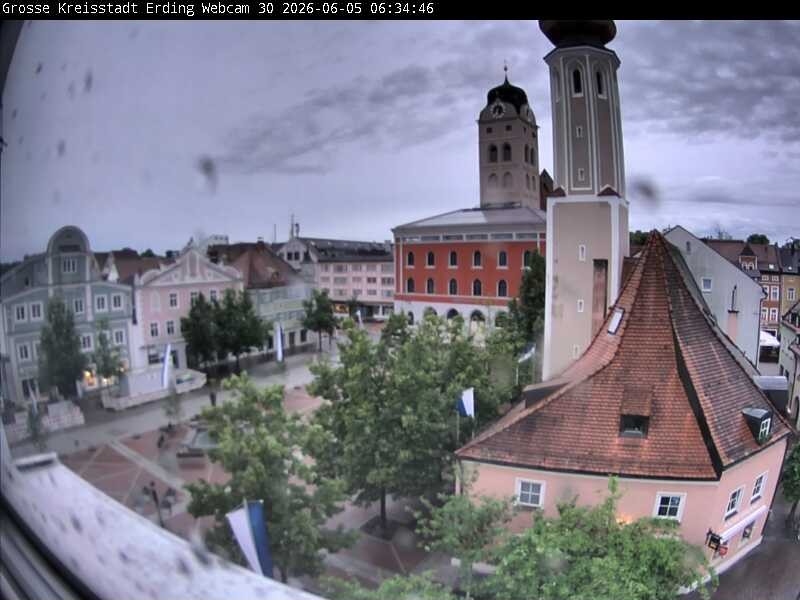 Archiv Foto Webcam Erding: Schrannenplatz und Kirche