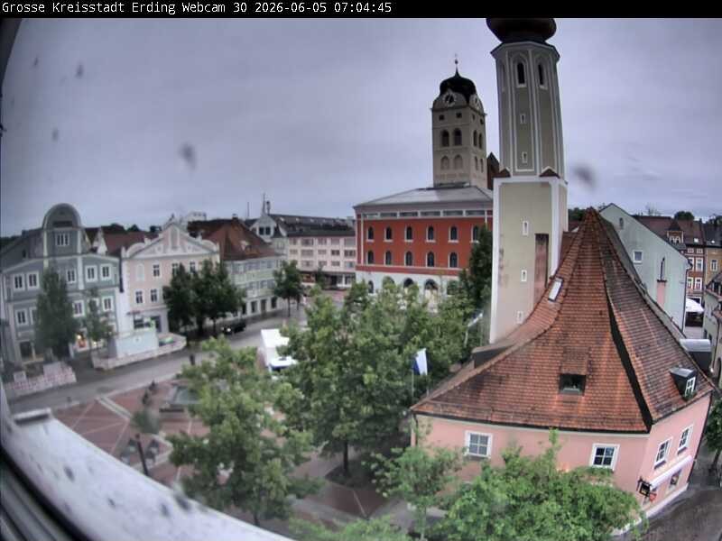 Archiv Foto Webcam Erding: Schrannenplatz und Kirche