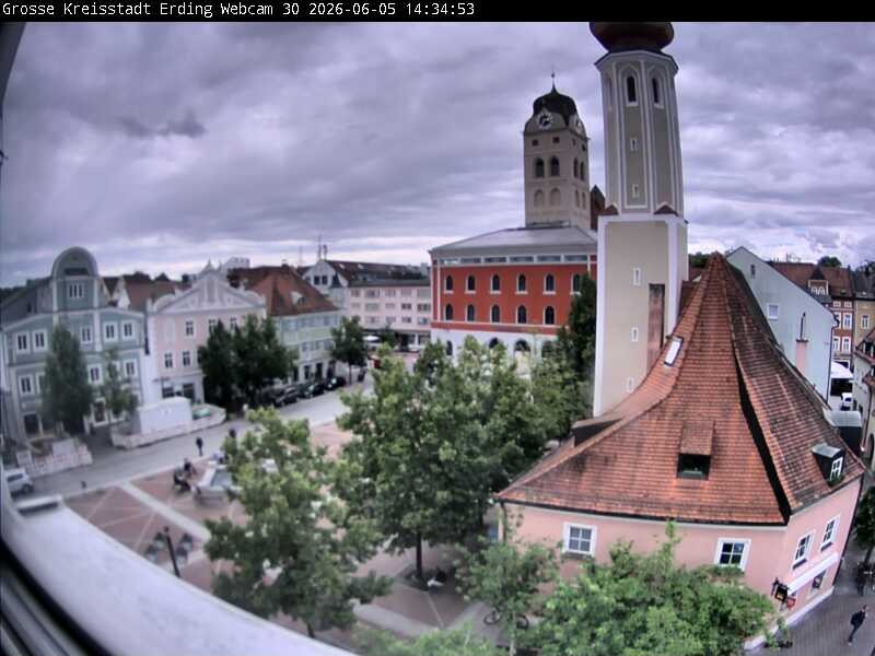 Archiv Foto Webcam Erding: Schrannenplatz und Kirche