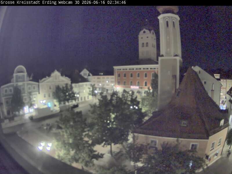 Archiv Foto Webcam Erding: Schrannenplatz und Kirche