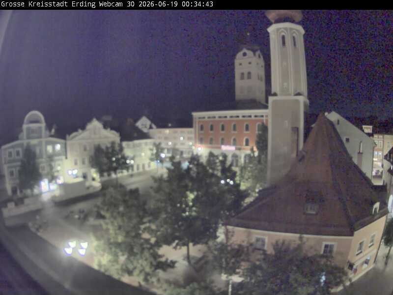 Archiv Foto Webcam Erding: Schrannenplatz und Kirche