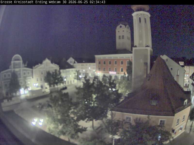 Archiv Foto Webcam Erding: Schrannenplatz und Kirche