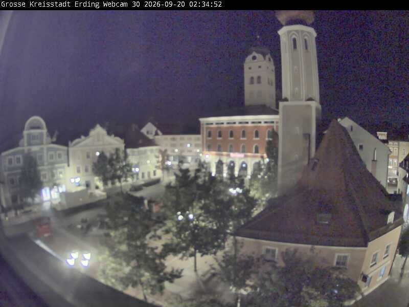 Archiv Foto Webcam Erding: Schrannenplatz und Kirche
