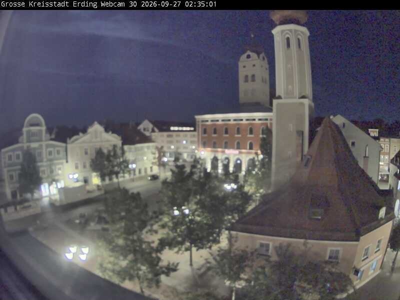 Archiv Foto Webcam Erding: Schrannenplatz und Kirche