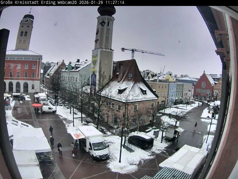 Archiv Foto Webcam Erding: Stadtturm, Kirche und Fußgängerzone