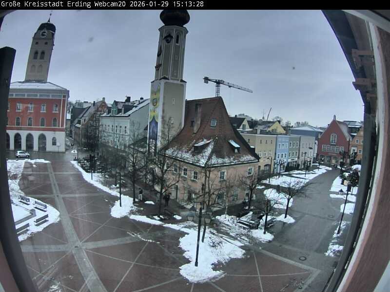 Archiv Foto Webcam Erding: Stadtturm, Kirche und Fußgängerzone