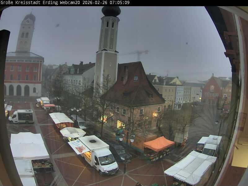 Archived image Webcam City center of Erding and the local city tower
