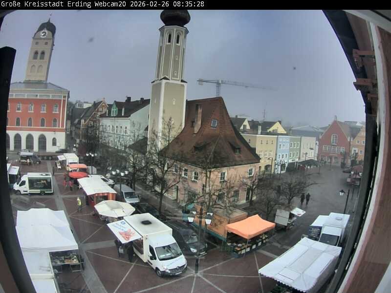 Archived image Webcam City center of Erding and the local city tower