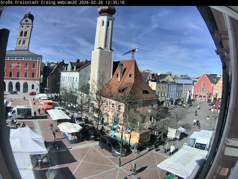 Archived image Webcam City center of Erding and the local city tower