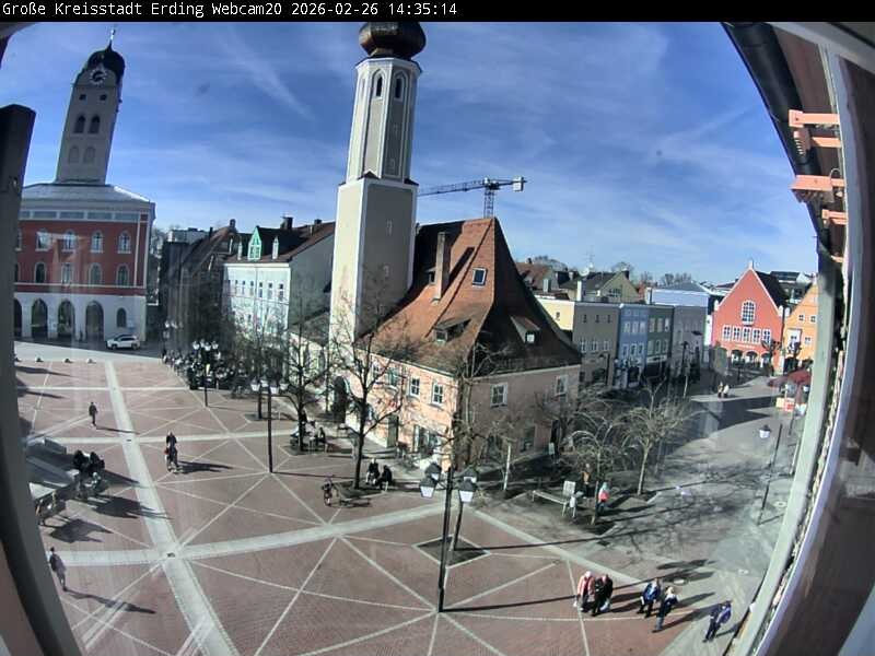 Archived image Webcam City center of Erding and the local city tower