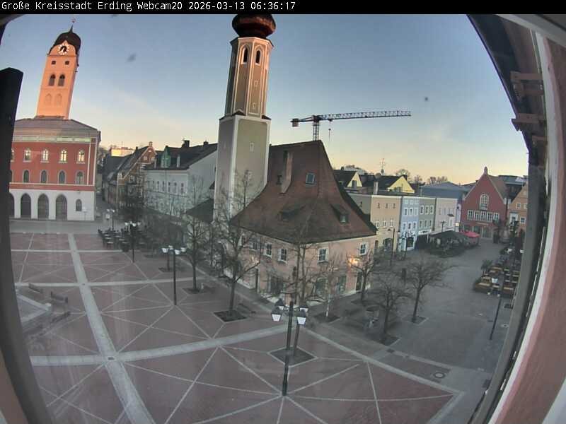 Archived image Webcam City center of Erding and the local city tower