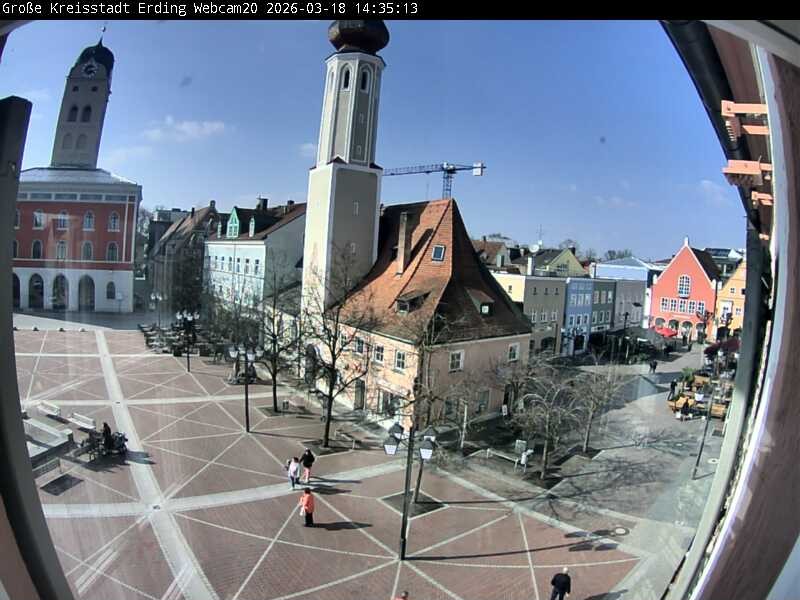 Archived image Webcam City center of Erding and the local city tower
