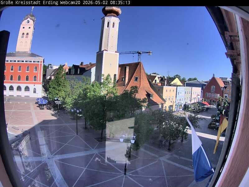 Archived image Webcam City center of Erding and the local city tower