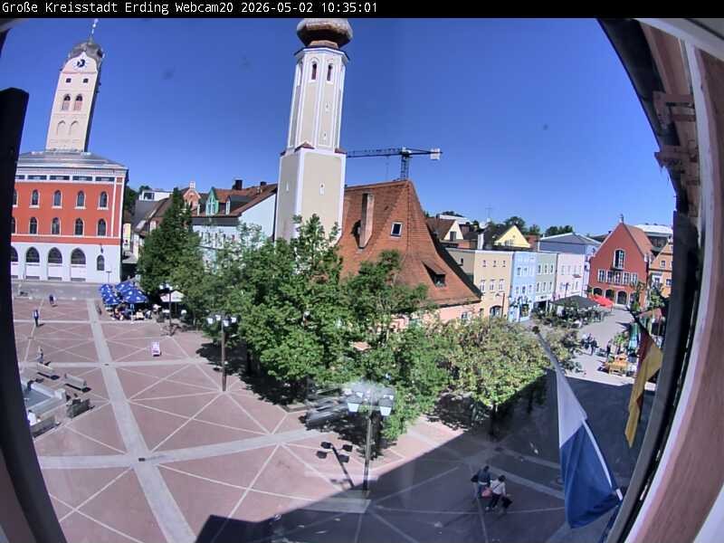 Archived image Webcam City center of Erding and the local city tower