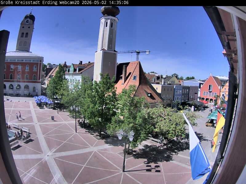 Archived image Webcam City center of Erding and the local city tower