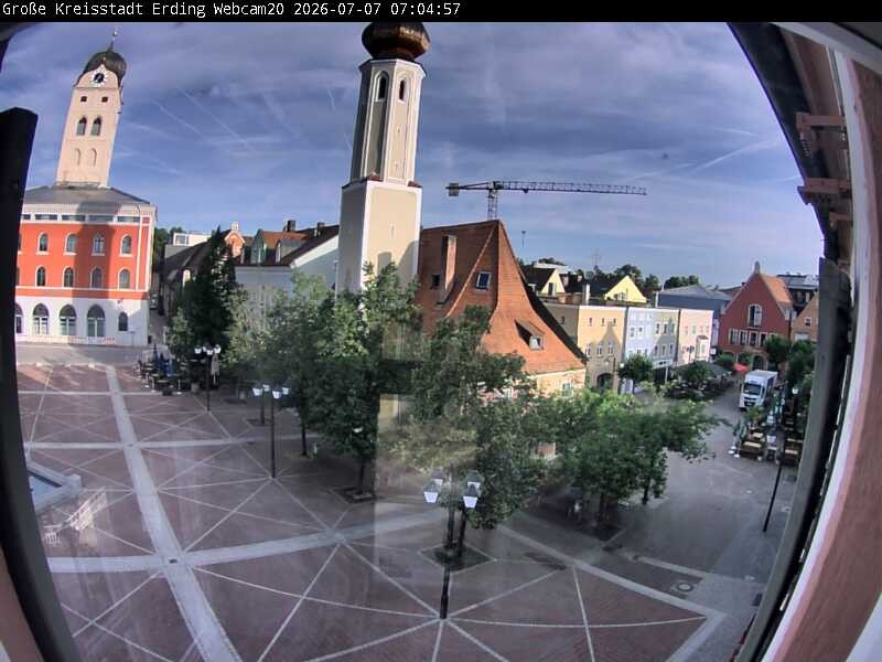 Archived image Webcam City center of Erding and the local city tower
