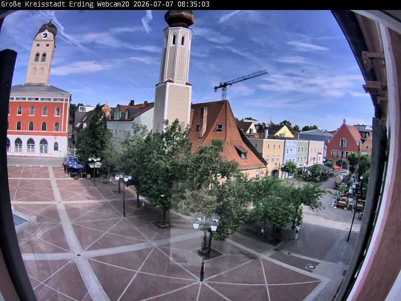 Archived image Webcam City center of Erding and the local city tower